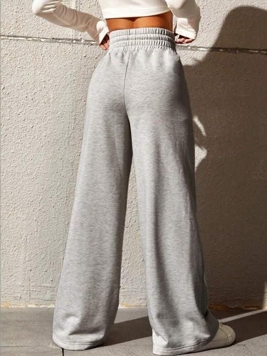 Women's High Waist Wide Leg Casual Pants (Light Grey)